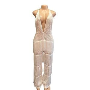Gypsy Tale by Gia White Boho Fringe Jumpsuit